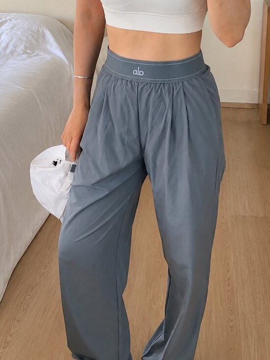 ALO Yoga Pants - NWT🍯ALO Yoga Suit Up Trouser Steel Grey🚴(Regular 30 inches)Wide Leg Athleisure